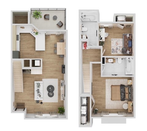 Floor plan for 2 beds, 2 baths, 868 sqft